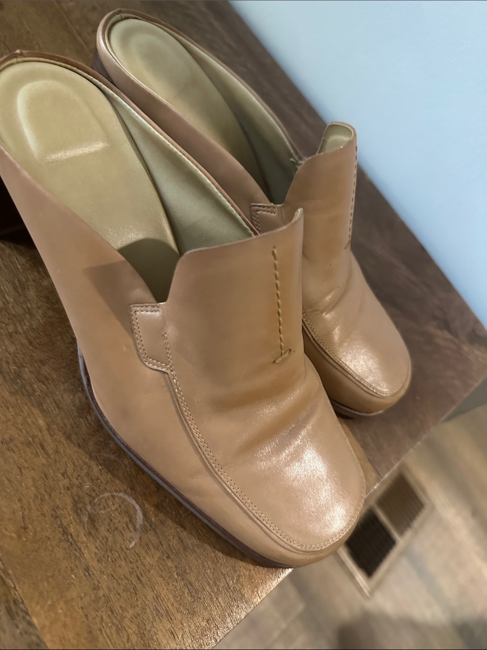 Vintage Cloud Walkers Uptown Leather Mule Loafers Heels Made in Brazil